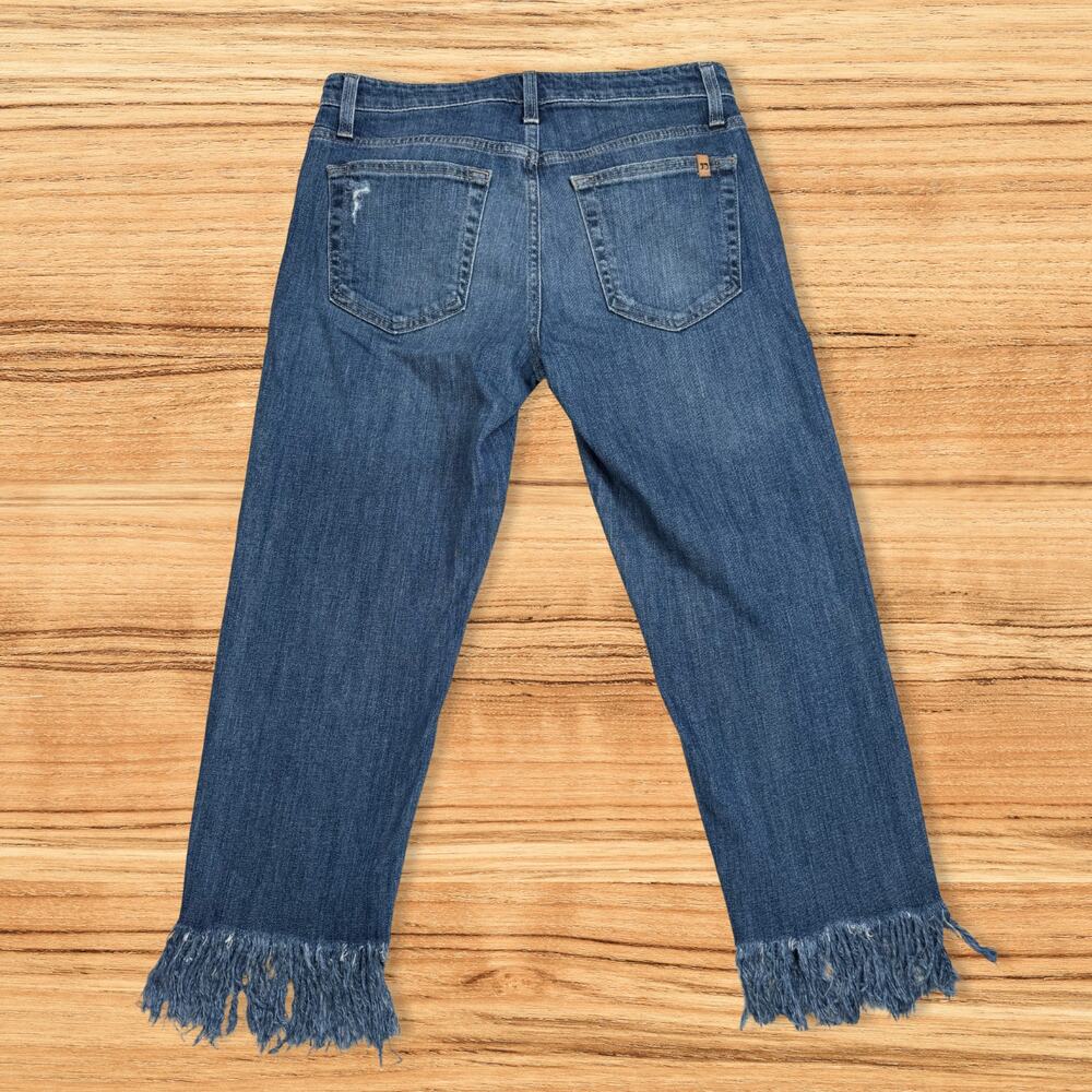 Joe's Jeans Ex-Lover Boyfriend Cropped Distressed Fringe Hem Denim Jeans Size 26 - Picture 3 of 10